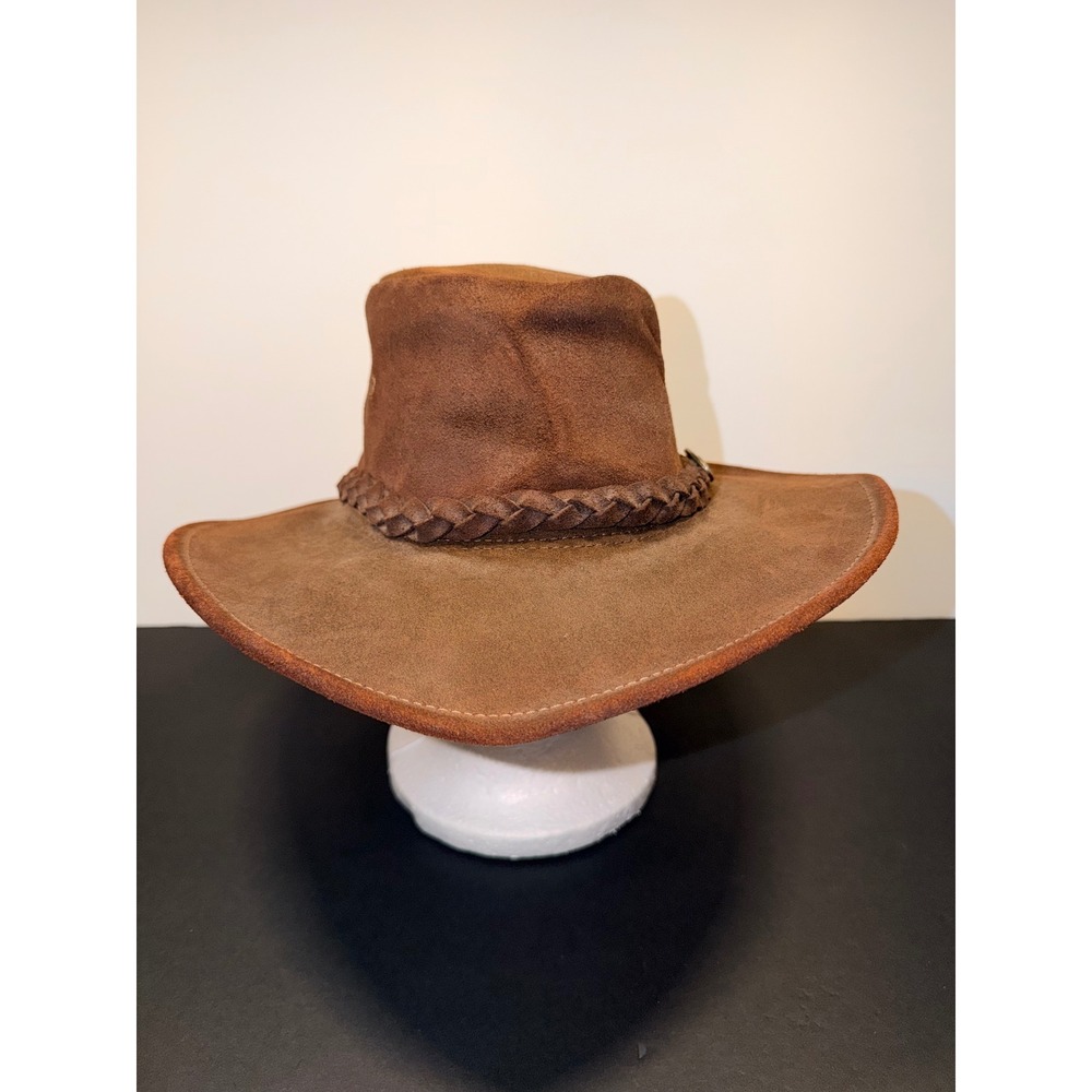 Jacaru Australia Wallaroo Oil Brown Leather Outback Bush Hat Mens Med-LG